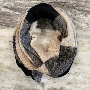 Cynthia Rowley Beige/Black Woven Infinity Scarf